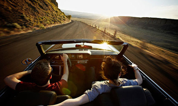Driving down a road